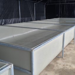 Sudura in plastic bazine apa ferma piscicola (fish farm)